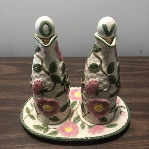 Franciscan Desert Rose Vinegar and Oil Bottles with V & O Stoppers